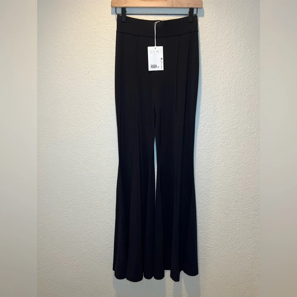 NWT COS Pintucked Black Flared Legs Black Trousers Pull On Pants Size XS - Picture 7 of 13